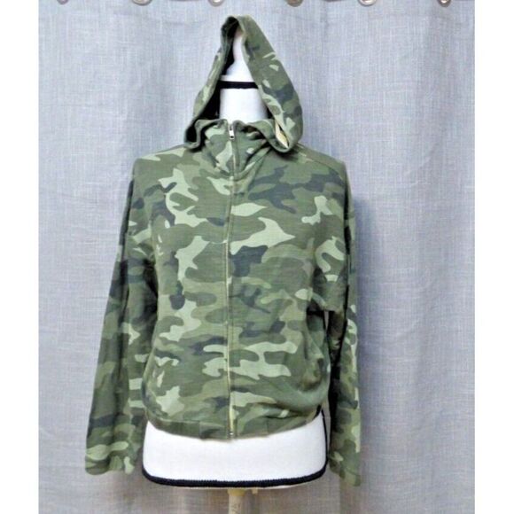 Monrow Women’s Urban Zip Up Cropped Hoodie in Light Olive, S - Picture 3 of 11